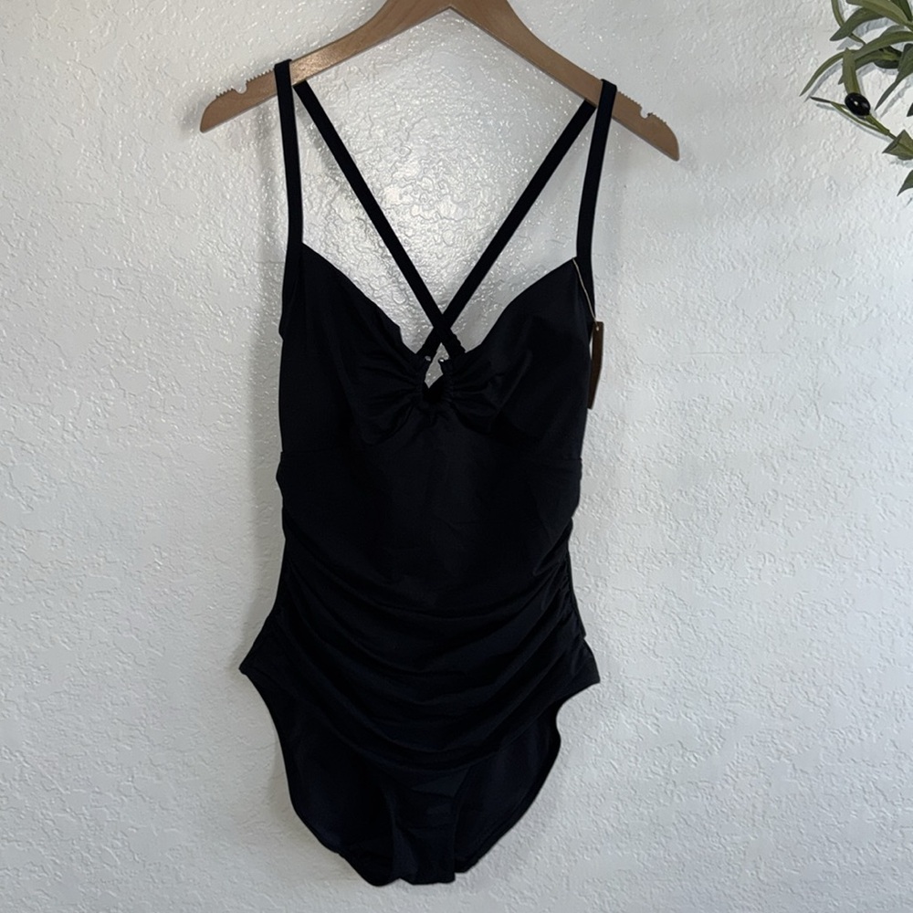 NWOT Shapellx Black One-Piece Swimsuit built in shapewear - Picture 8 of 10